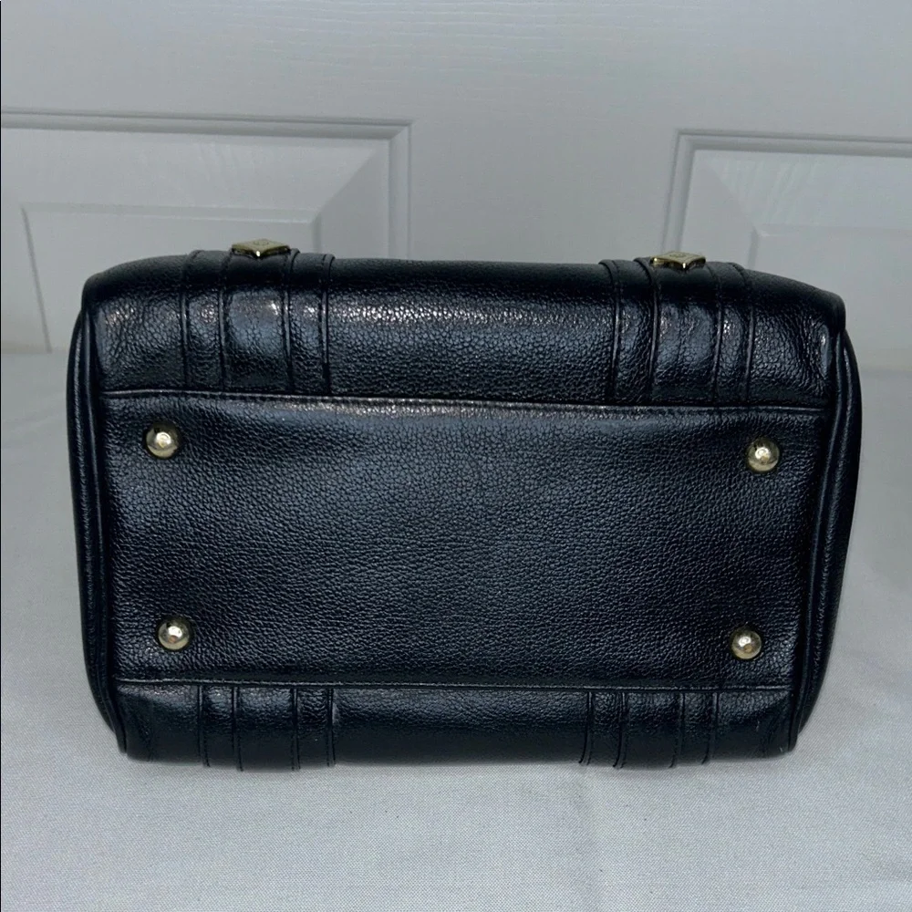 MCM Boston Mini Black Pebble Leather Bag, Matching Wallet Gold Hardware Vintage